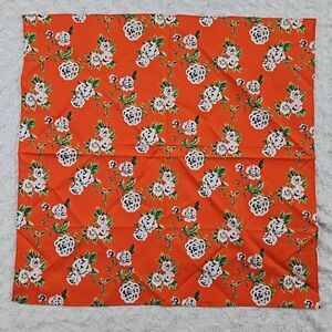 Lemlem Orange White and Green Floral Print Bandana Scarf for body or purse 22.5"